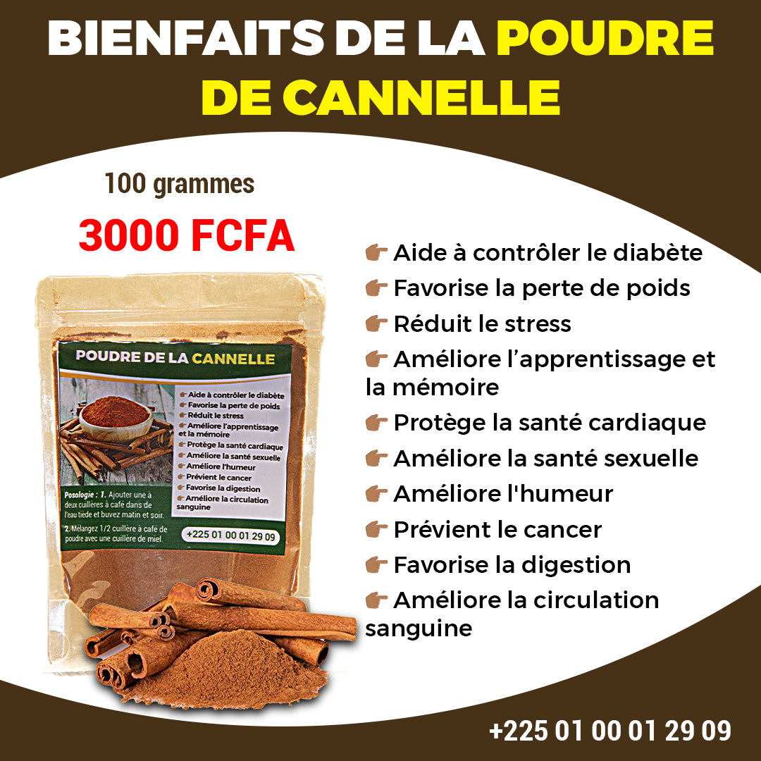 POUDRE DE CANNELLE 100g à 3 000 FCFA