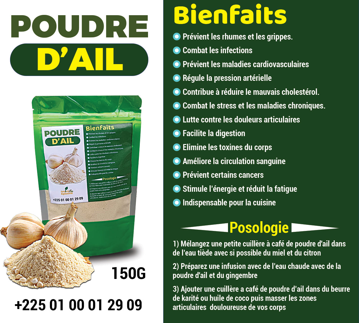 POUDRE D'AIL 150g à 3 500 FCFA