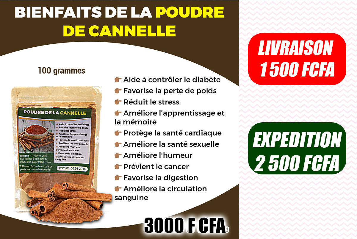 POUDRE DE CANNELLE 100g à 3 000 FCFA