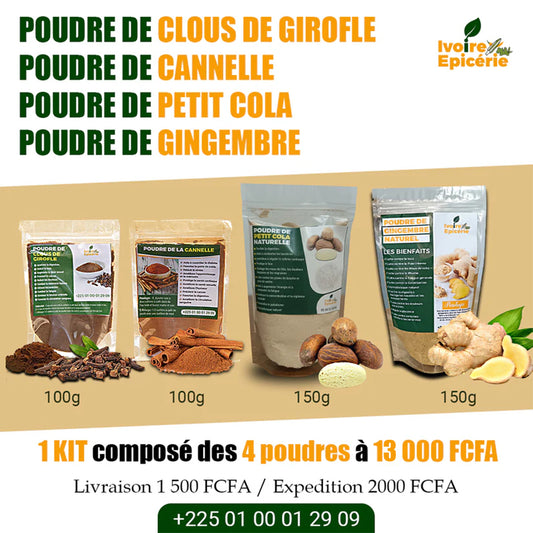 POUDRE DE CLOUS DE GIROFLE + CANNELLE + PETIT COLA + GINGEMBRE