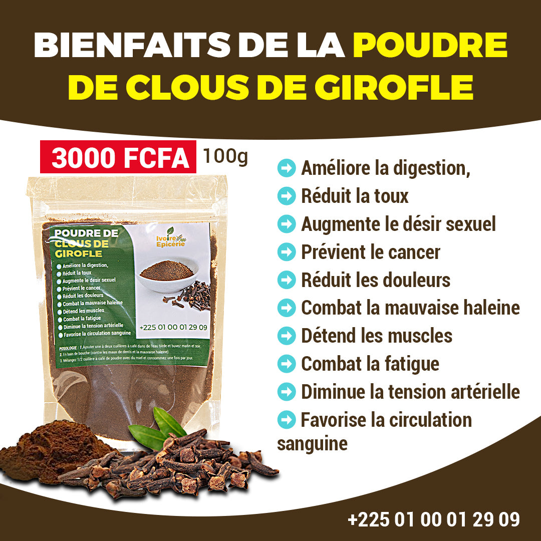POUDRE DE CLOUS DE GIROFLE 100g