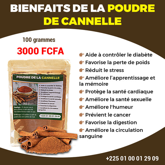 POUDRE DE CANNELLE 100g à 3 000 FCFA