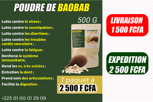 POUDRE DE BAOBAB 500g à 2 000 FCFA