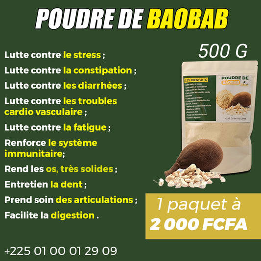 POUDRE DE BAOBAB 500g à 2 000 FCFA